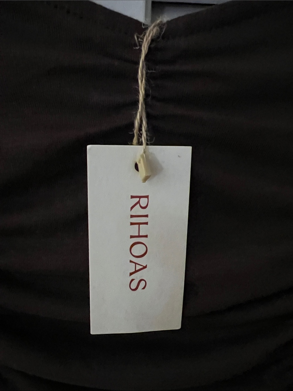 NEW Rihoas Body-con Ruched Coffee Knit Dress Medium - Picture 8 of 10